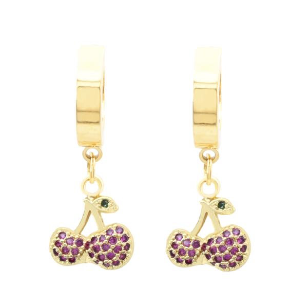 CHERRY CZ STAINLESS STEEL HUGGIES EARRING