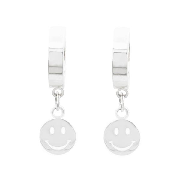 HAPPY FACE STAINLESS STEEL HUGGIES EARRING