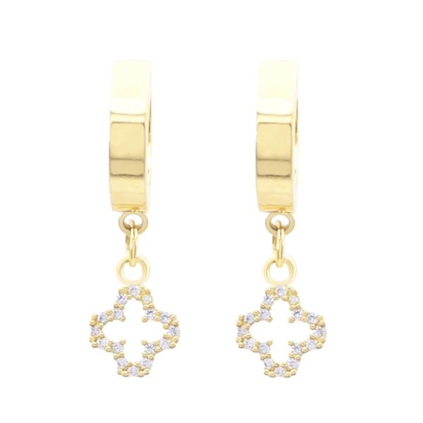 CLOVER CZ STAINLESS STEEL HUGGIES EARRING