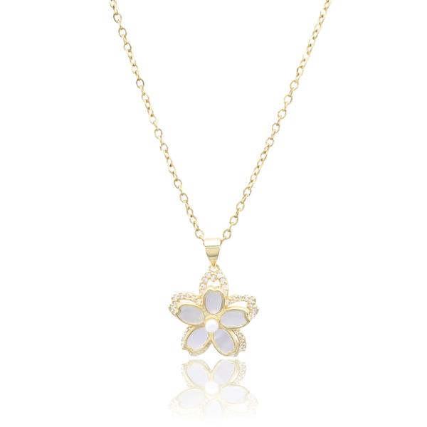 FLOWER MOP PENDANT STAINLESS STEEL CHAIN NECKLACE