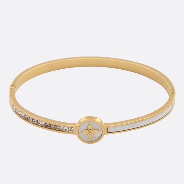 CLOVER STAINLESS STEEL BANGLE BRACELET