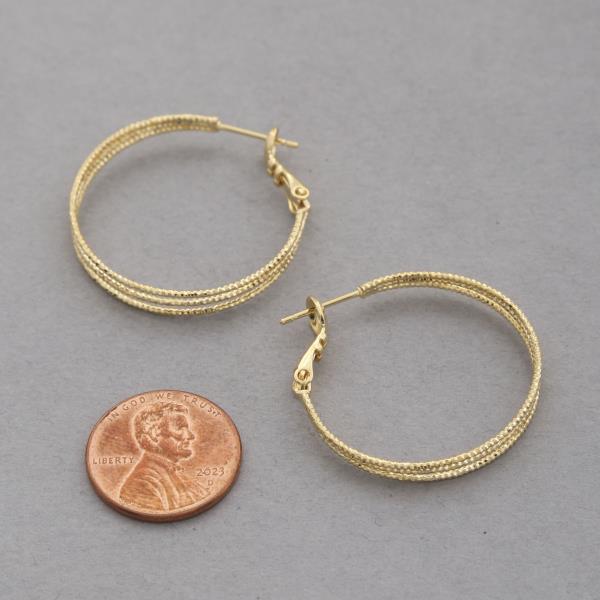 14K GOLD DIPPED TEXTURED HOOP EARRING