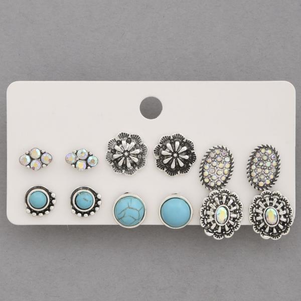 WESTERN STYLE CONCHO ASSORTED EARRING SET