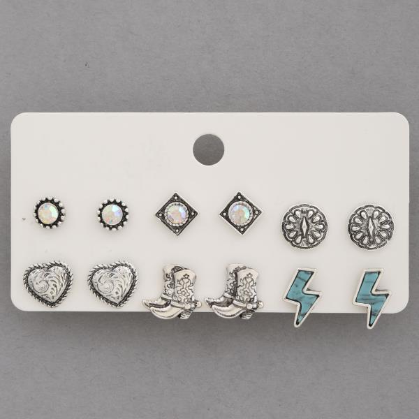 WESTERN STYLE HEART ASSORTED EARRING SET