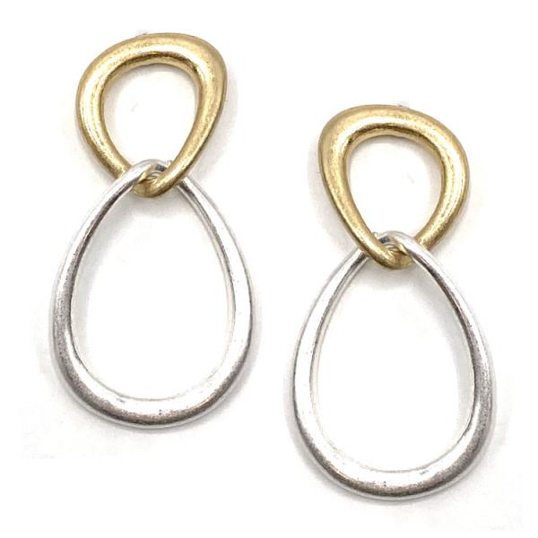 TWO TONE OVAL EARRING