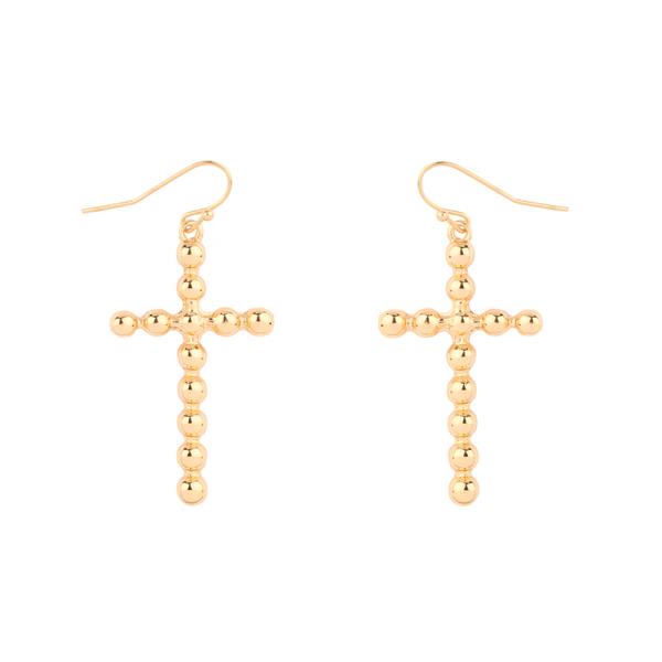 CCBBALL CROSS FISH HOOK EARRING