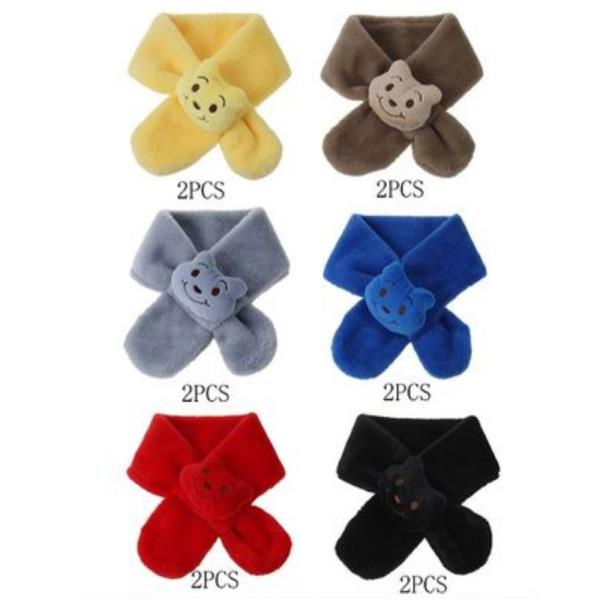 (ONLINE ONLY) CUTE BEAR FAUX FUR KIDS STOLE NECK SCARF (12 UNITS)