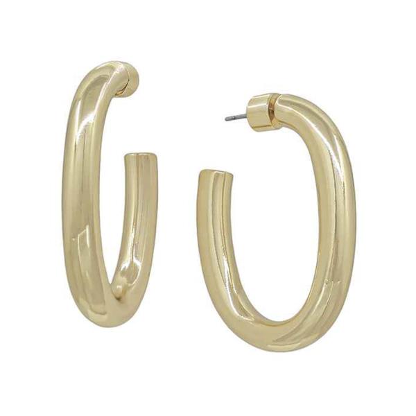 THICK OVAL METAL HOOP EARRING