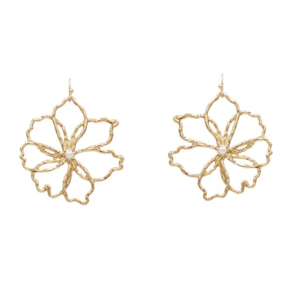 METAL FLOWER DANGLE EARRING