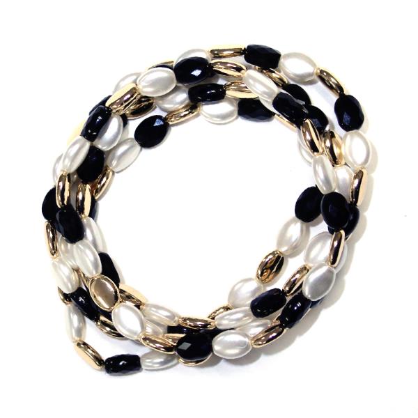 PEARL METAL STRETCH BRACELET SET