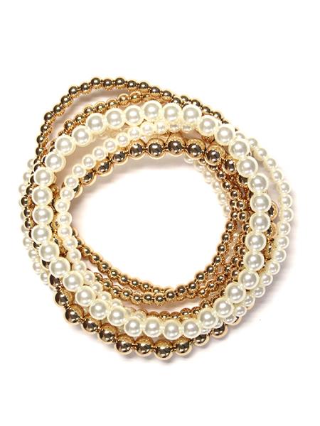 PEARL METAL STRETCH BRACELET SET