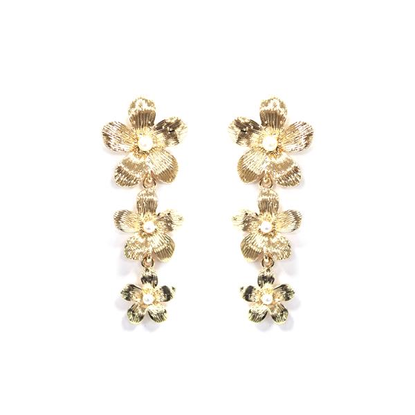 TRIPLE FLOWER DANGLE EARRING