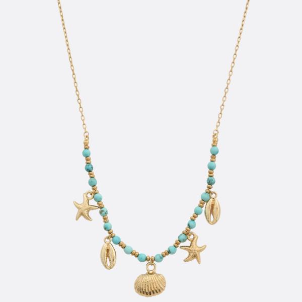 SEASHELL CHARM SEMI PRECIOUS STONE NECKLACE