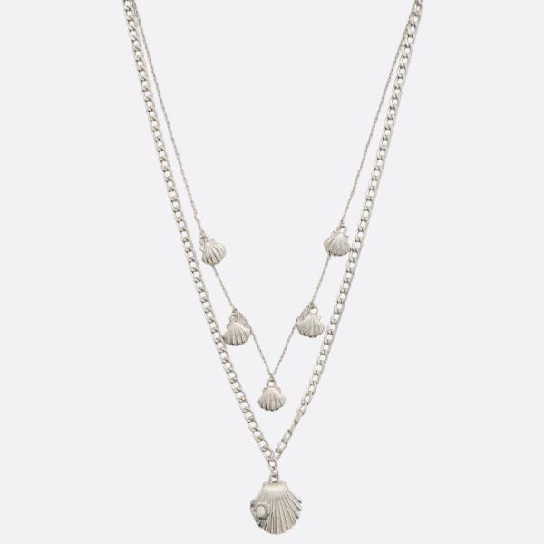 SEASHELL CHARM METAL LAYERED NECKLACE