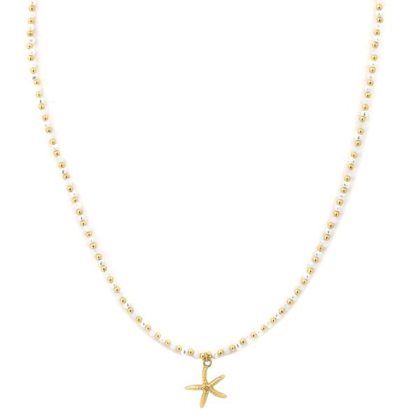 PEARL METAL STARFISH PENDANT NECKLACE