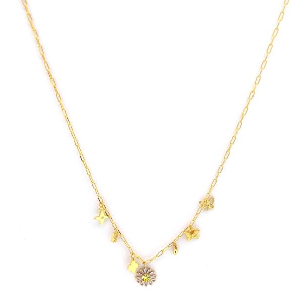 FLOWER MULTI CHARM NECKLACE