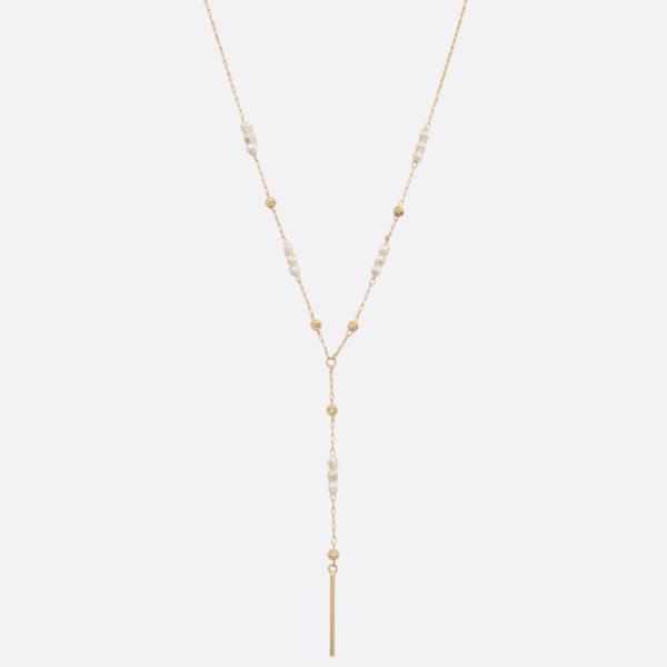 DAINTY PEARL BEAD Y SHAPE NECKLACE