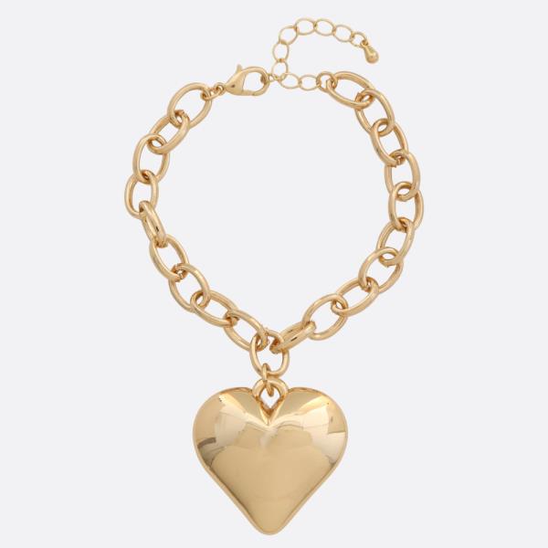 PUFFY HEART OVAL LINK BRACELET