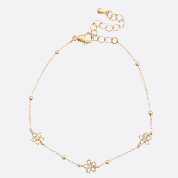 FLOWER CZ STATION METAL BRACELET