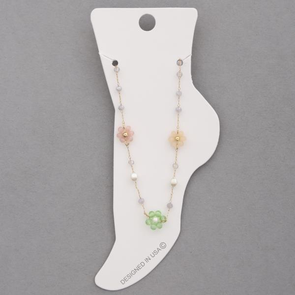 SEED BEAD FLOWER STATION ANKLET