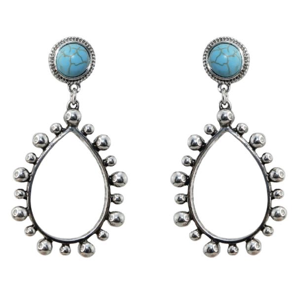 WESTERN STYLE TEARDROP TQ DANGLE EARRING