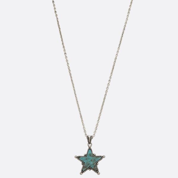 WESTERN STYLE TURQUOISE STAR PENDANT NECKLACE