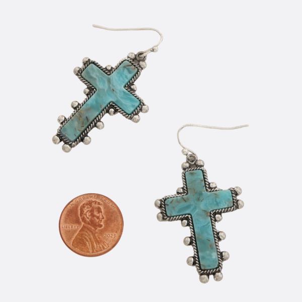 WESTERN STYLE CROSS DANGLE EARRING