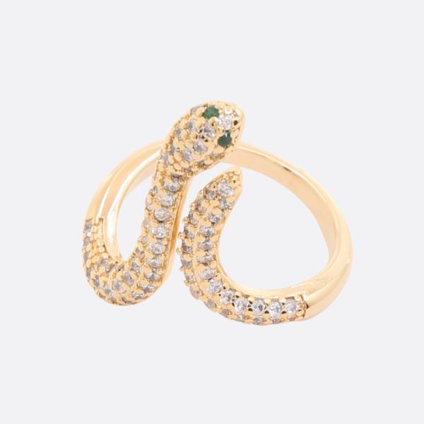 SODAJO CZ SNAKE GOLD DIPPED ADJUSTABLE RING