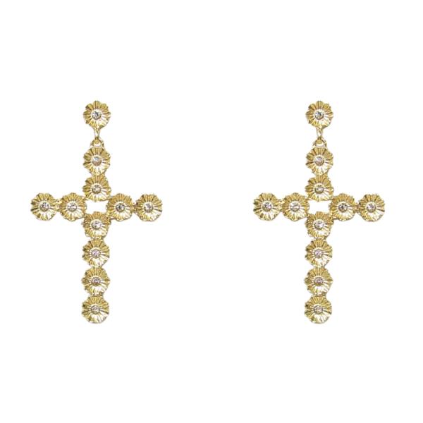 CROSS RHINESTONE DANGLE EARRING