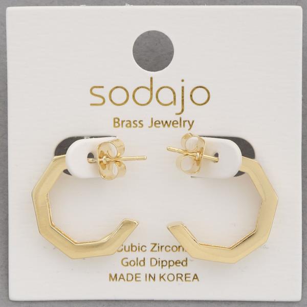 SODAJO HEXAGON OPEN HOOP GOLD DIPPED EARRING