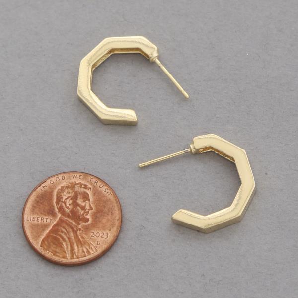 SODAJO HEXAGON OPEN HOOP GOLD DIPPED EARRING