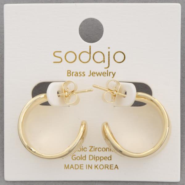 SODAJO WIDE EDGE OPEN HOOP GOLD DIPPED EARRING