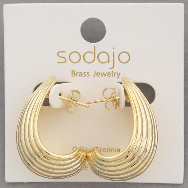 SODAJO OPEN TEARDROP LINED GOLD DIPPED EARRING