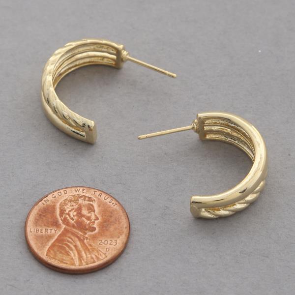 SODAJO LINED OPEN HOOP GOLD DIPPED EARRING