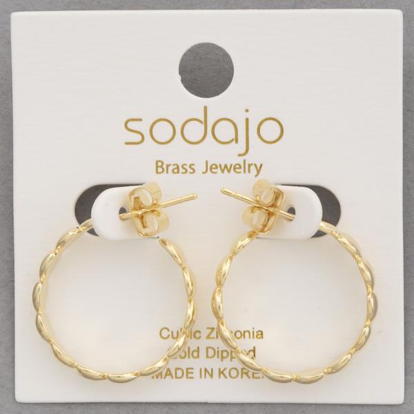 SODAJO SCALLOPED EDGE GOLD DIPPED HOOP EARRING