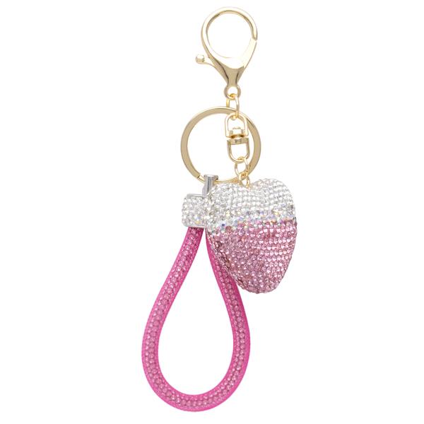 RHINESTONE SPARKLING HEART KEY CHAIN