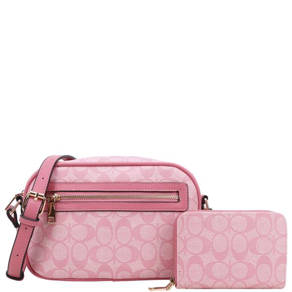 2IN1 OVAL PRINTED CROSSBODY W WALLET SET