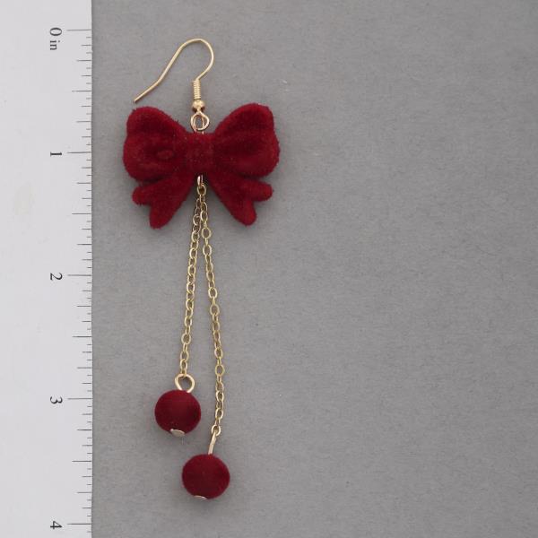 VELVET BOW DANGLE EARRING