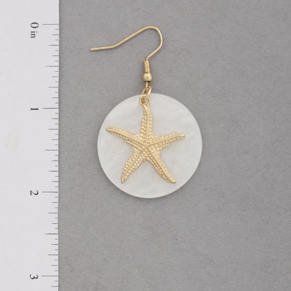 MOTHER OF PEARL ROUND STAR DANGLE EARRING