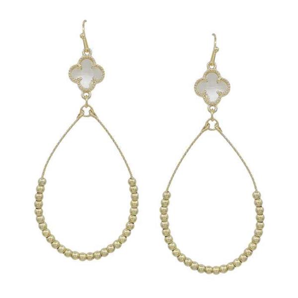 CLOVER CRYSTAL ACCENT CCB TEARDROP EARRING