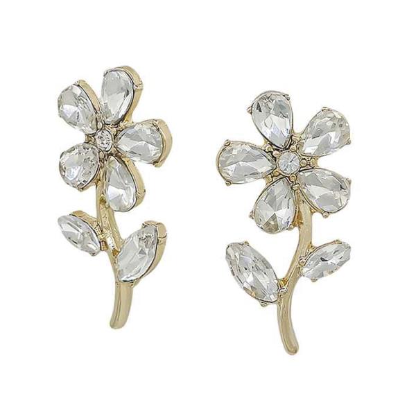 CRYSTAL FLOWER POST EARRING