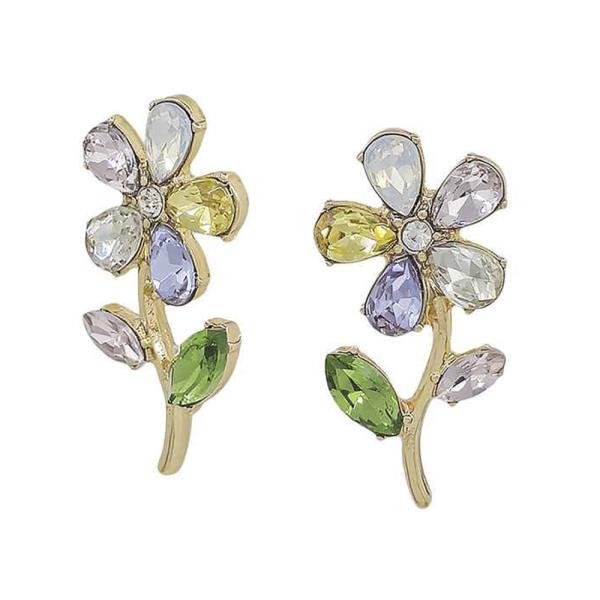 CRYSTAL FLOWER POST EARRING