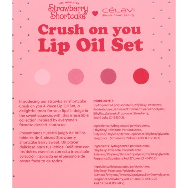 CELAVI STRAWBERRY SHORTCAKE CRUSH ON YOU 4PC LIP OIL SET