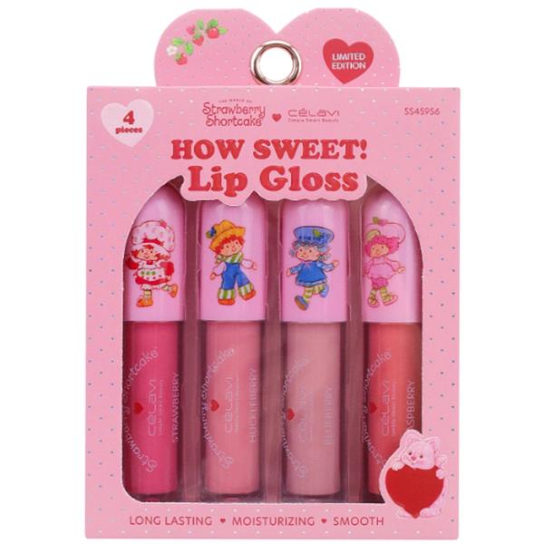 CELAVI STRAWBERRY SHORTCAKE VDAY 4PC LIP GLOSS SET