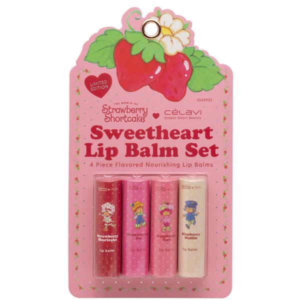 CELAVI STRAWBERRY SHORTCAKE SWEETHEART 4PC LIP BALM SET