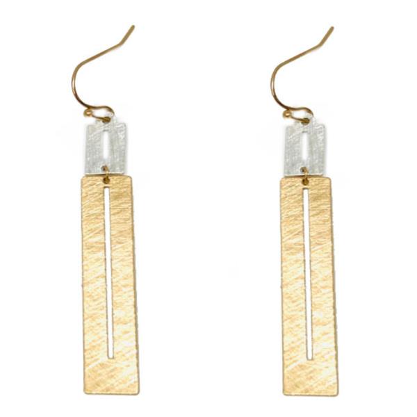 TWO TONE METAL DANGLE EARRING