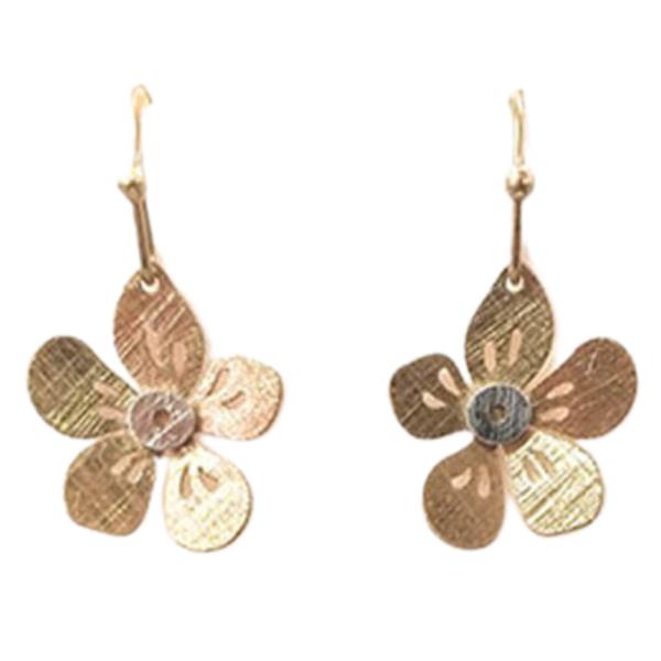 FLOWER METAL DANGLE EARRING