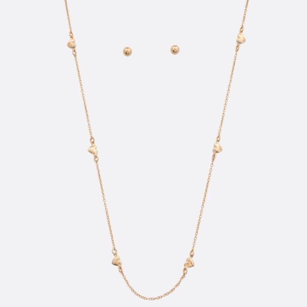 DAINTY HEART STATION METAL NECKLACE