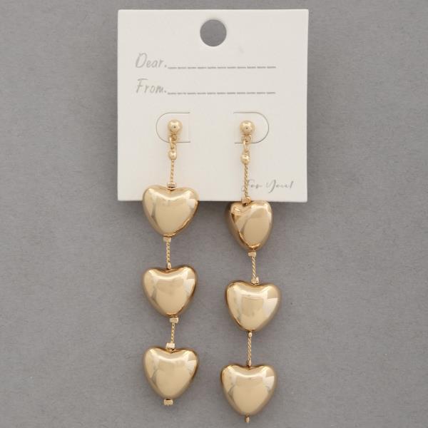 PUFFY HEART LINK DANGLE EARRING