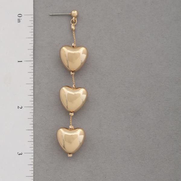 PUFFY HEART LINK DANGLE EARRING